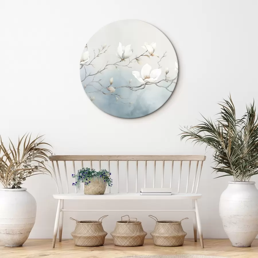  Peintures Branches de magnolia avec des fleurs blanches sur un fond délicat r45806