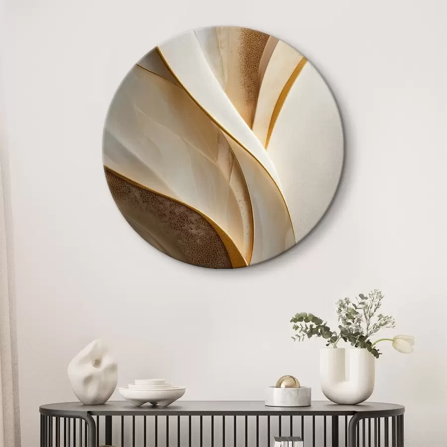  Peintures Courbes abstraites rehaussées de touches jaune-orange et beige r45807