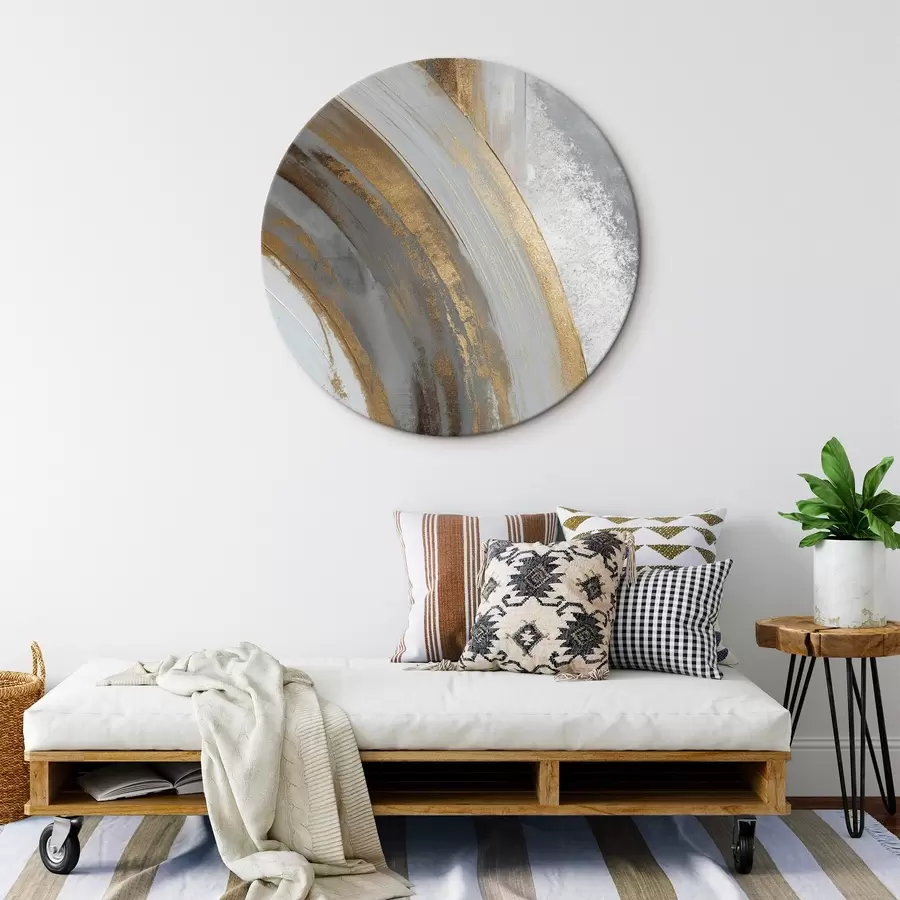  Schilderijen Abstracte grijze en gele halve cirkels r45809