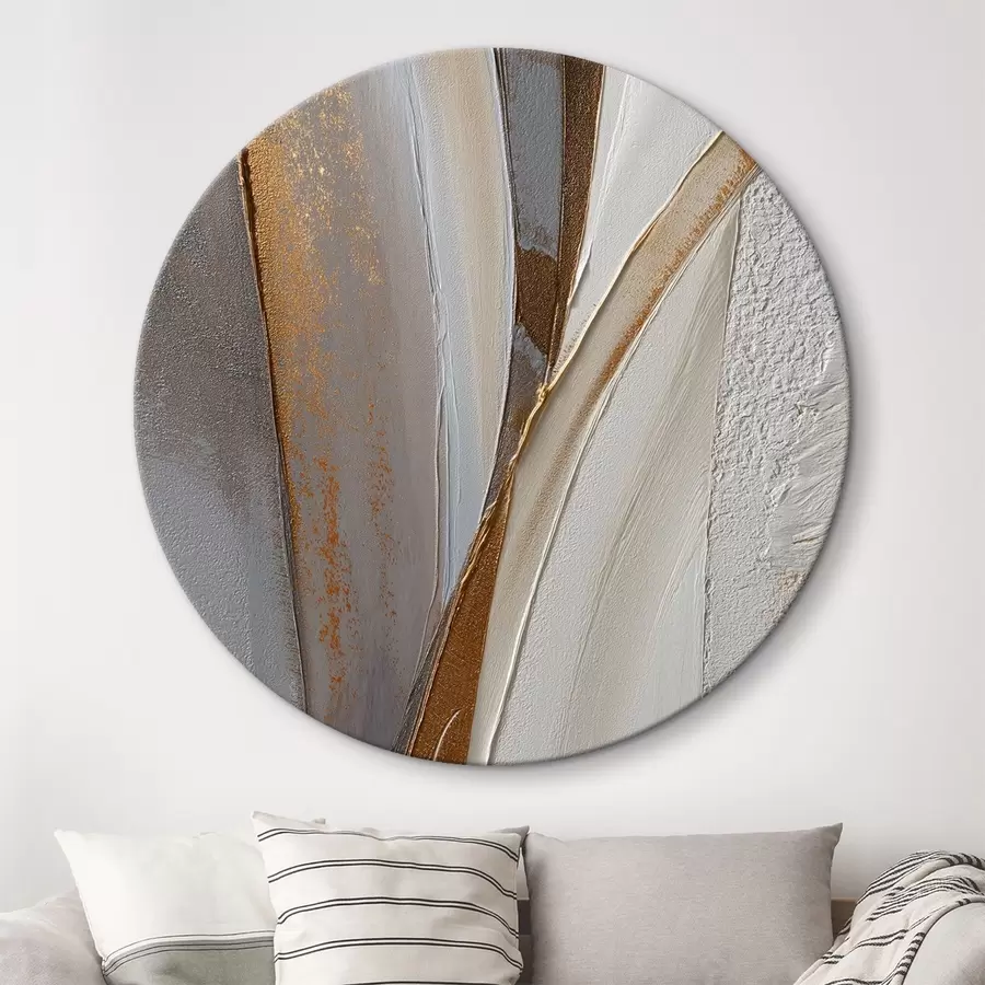  Schilderijen Getextureerde abstracte lijnen met gele en oranje glitters r45810