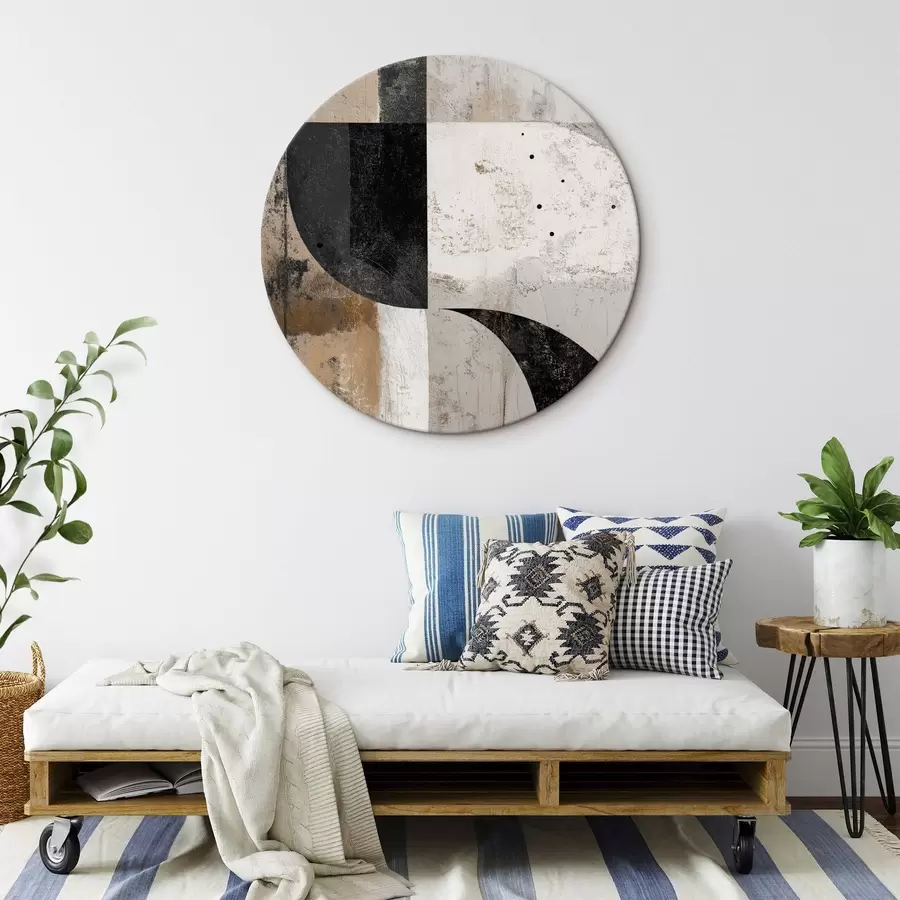  Peintures Formes géométriques dans les tons beige et noir r45811