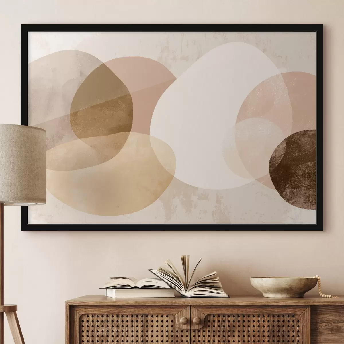 Poster Abstracte doorschijnende cirkels in een warm kleurenpalet f45803