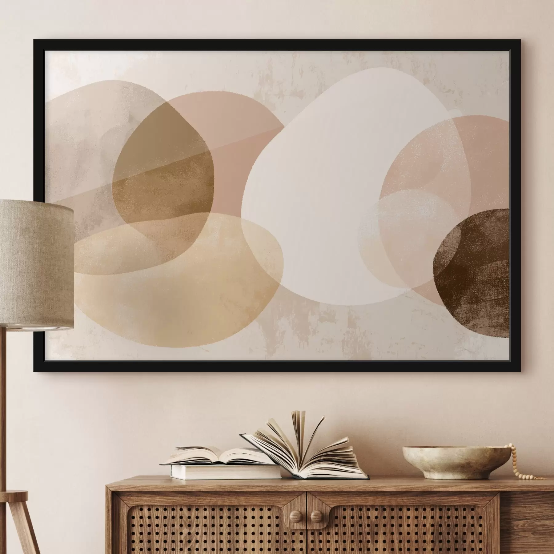 Fotobehang Abstracte doorschijnende cirkels in een warm kleurenpalet f45803