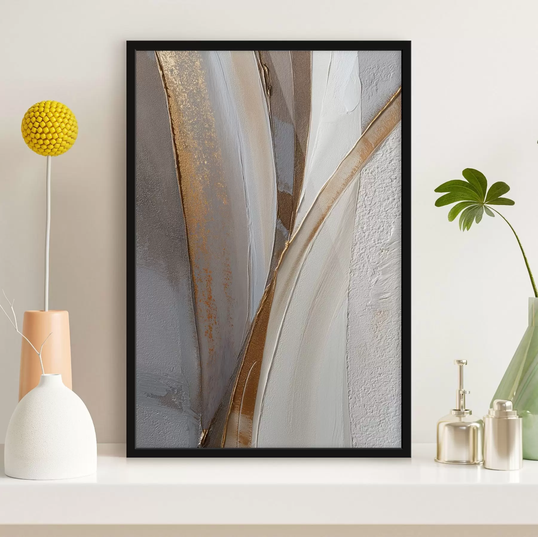 Papier peint photo Lignes abstraites texturées avec des reflets jaunes et orange f45810