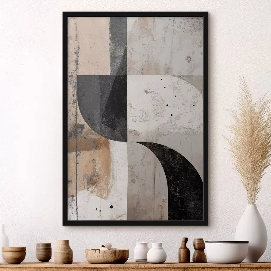 Papier peint photo Formes géométriques dans les tons beige et noir f45811