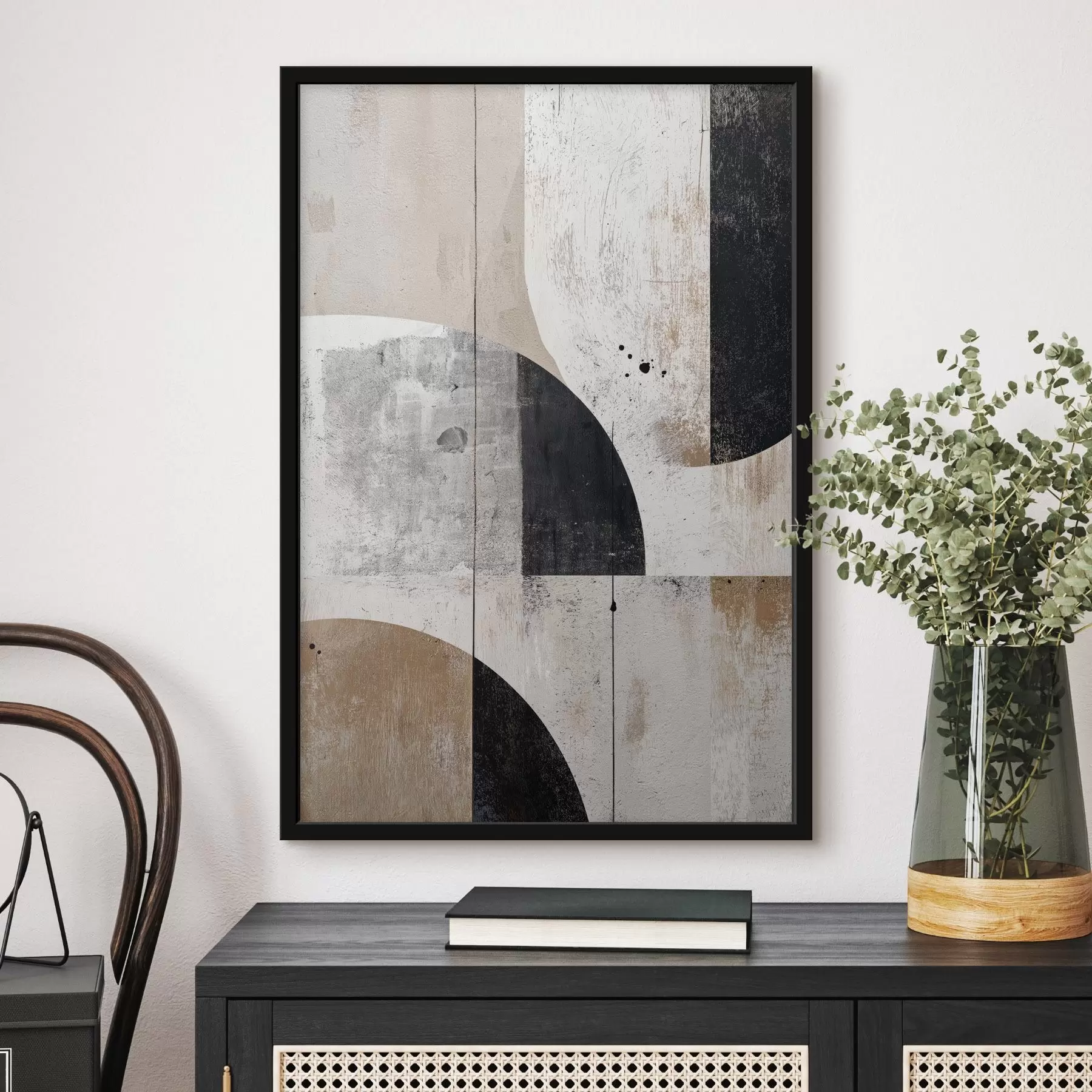 Papier peint photo Formes géométriques dans les tons gris et beige f45812