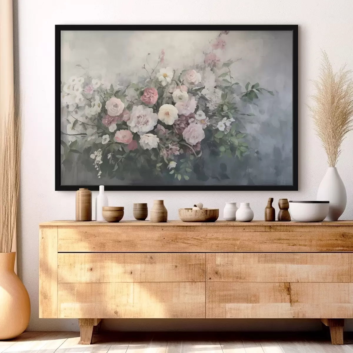 Poster Een romantisch boeket met roze en witte bloemen f45817