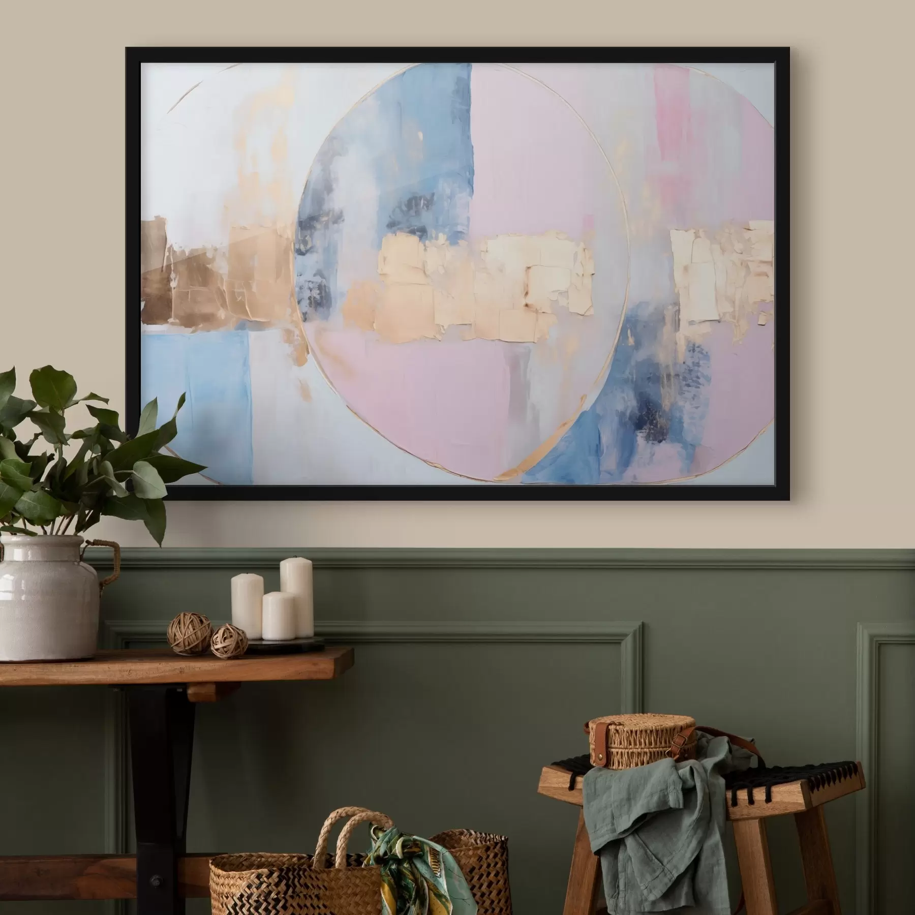 Papier peint photo Abstraction dans des cercles bleu-rose f45821