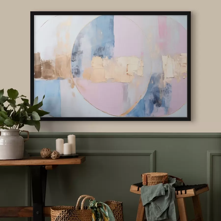 Papier peint photo Abstraction dans des cercles bleu-rose f45821