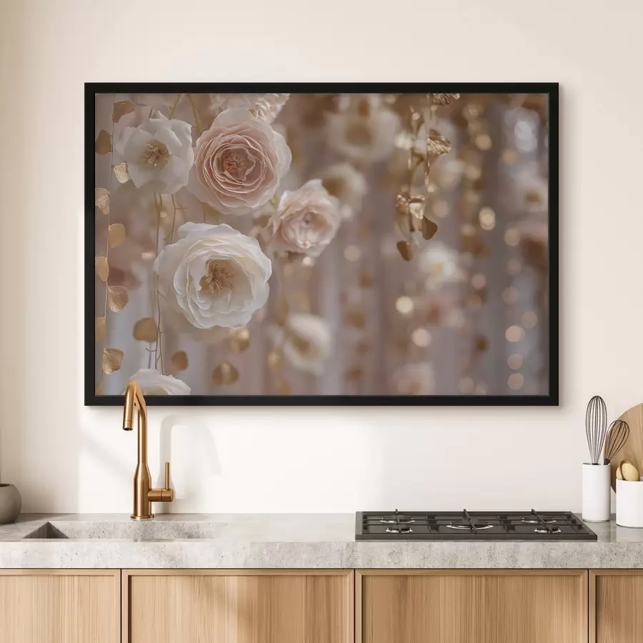 Papier peint photo Des roses crémeuses avec des accents f45824