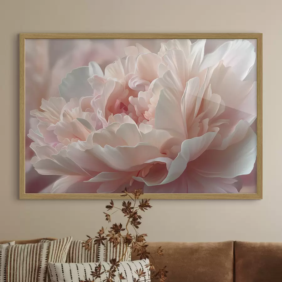 Papier peint photo Pivoine en fleurs dans les tons rose et beige f45825