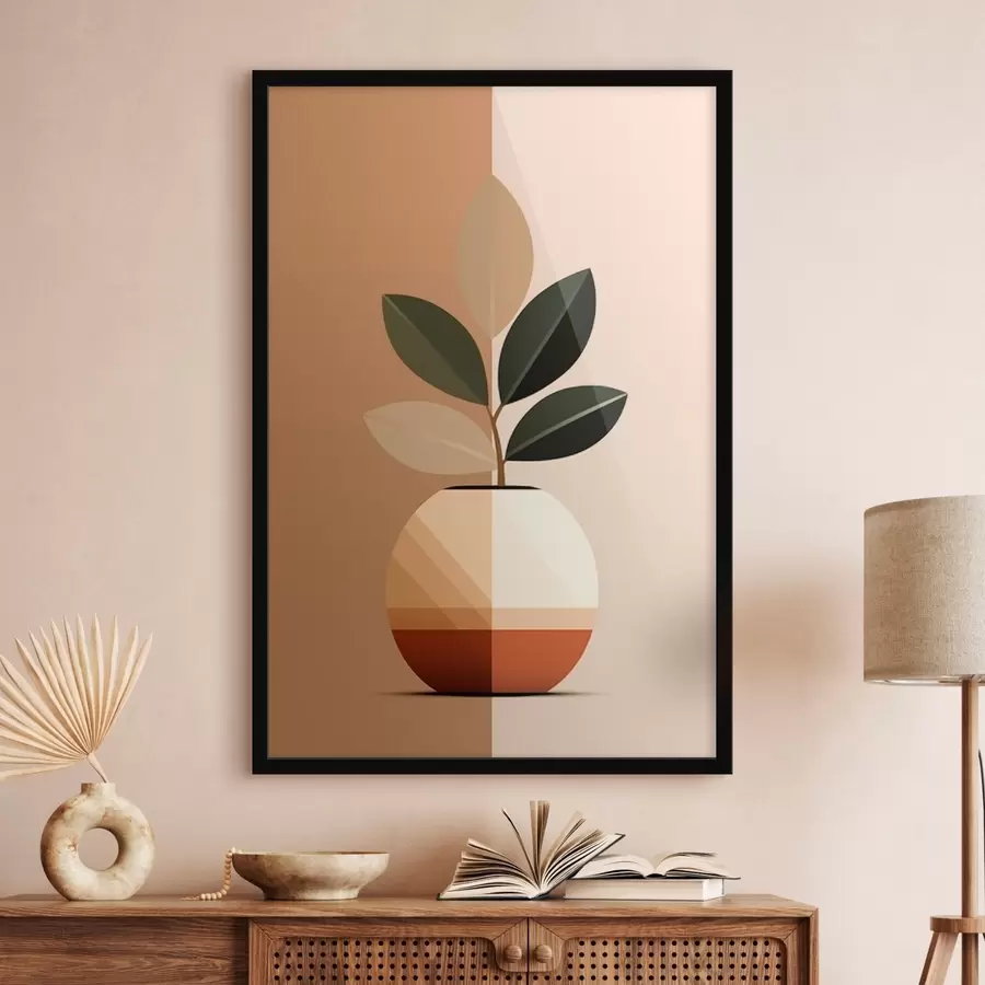 Papier peint photo Vase géométrique avec feuilles f45833