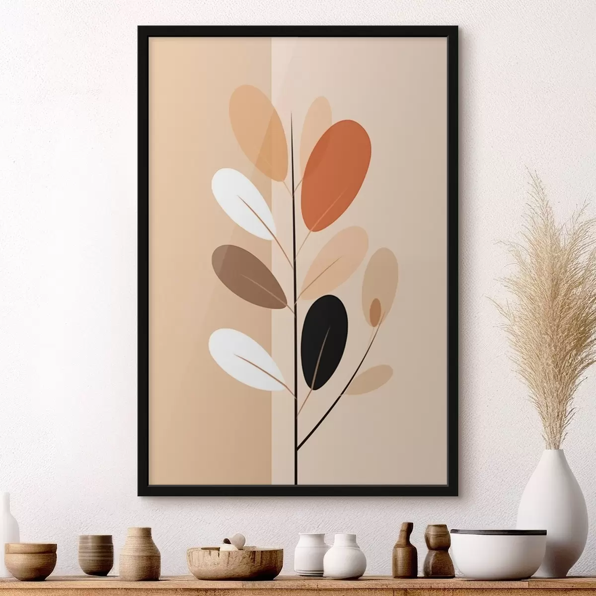 Poster Minimalistische tak met bladeren f45834