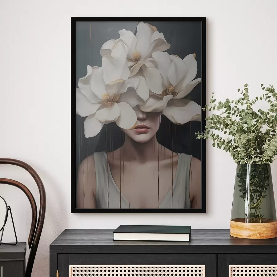 Fotobehang Vrouw met witte bloemen op haar hoofd f45843