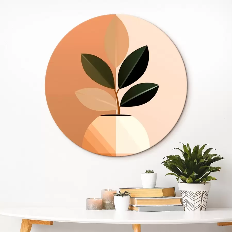  Peintures Vase géométrique avec feuilles r45833