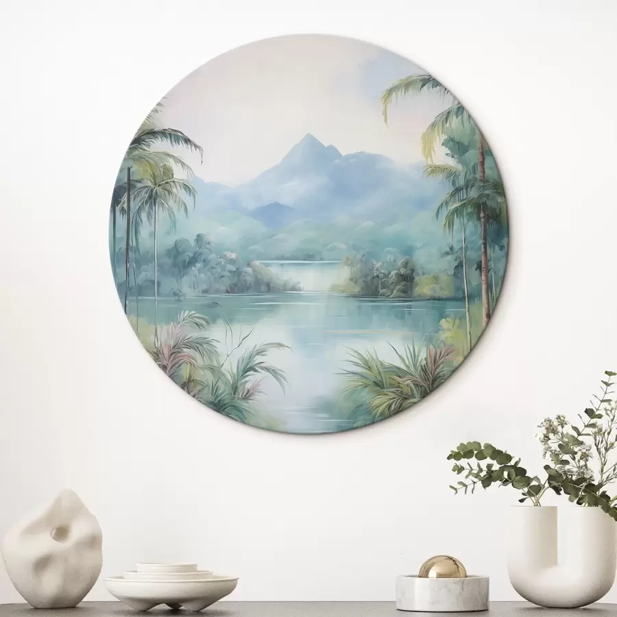  Peintures Rivière dans la jungle devant la montagne r45912