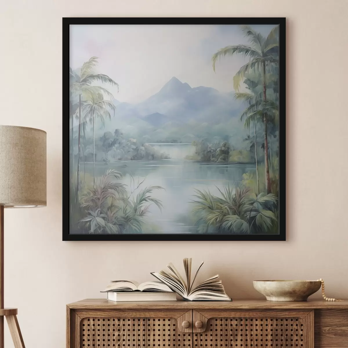 Affiche Rivière dans la jungle devant la montagne f45912