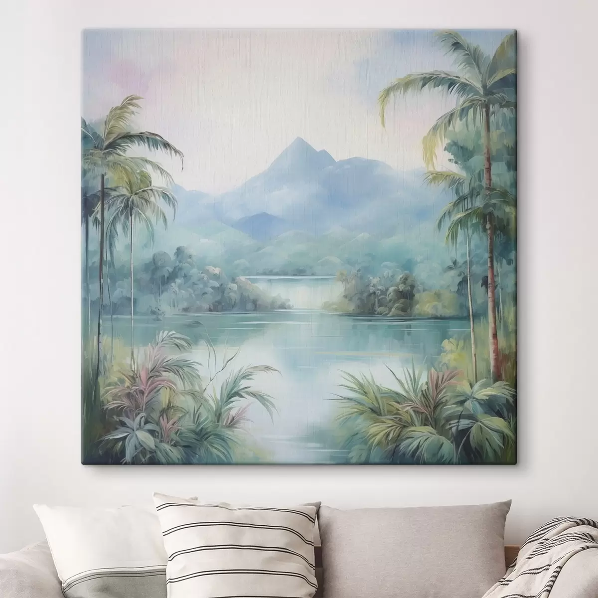  Peintures Rivière dans la jungle devant la montagne s45912