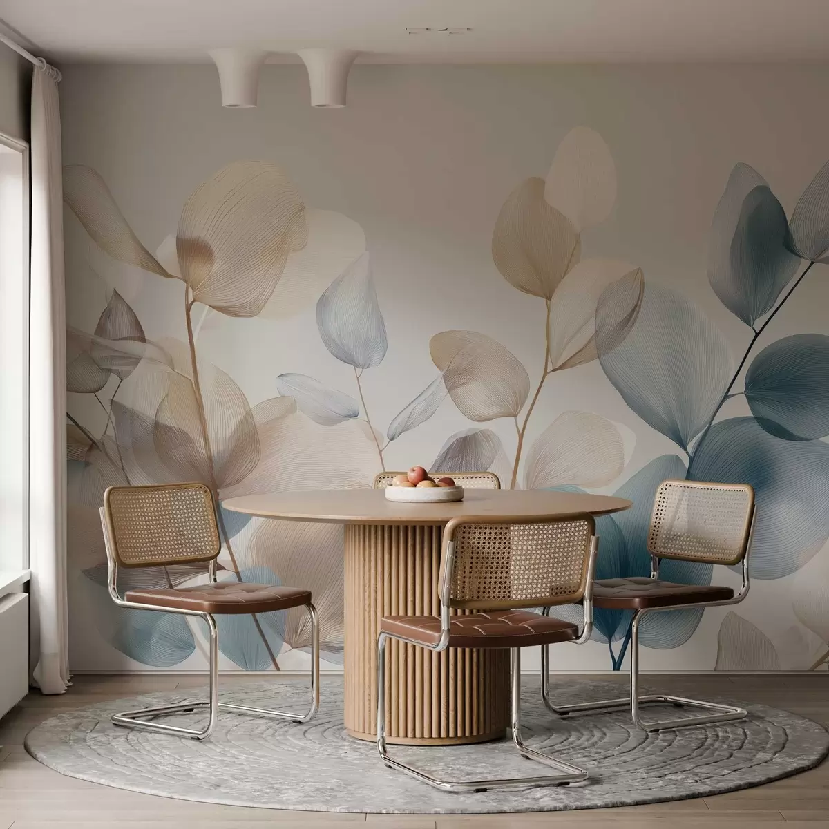 Papier peint photo feuilles d'eucalyptus élégantes avec nervures w04503