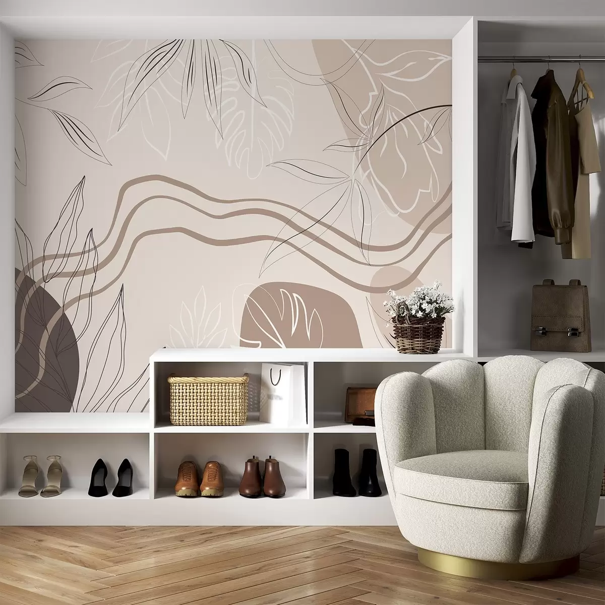 Fotobehang Abstract met bladeren w04604