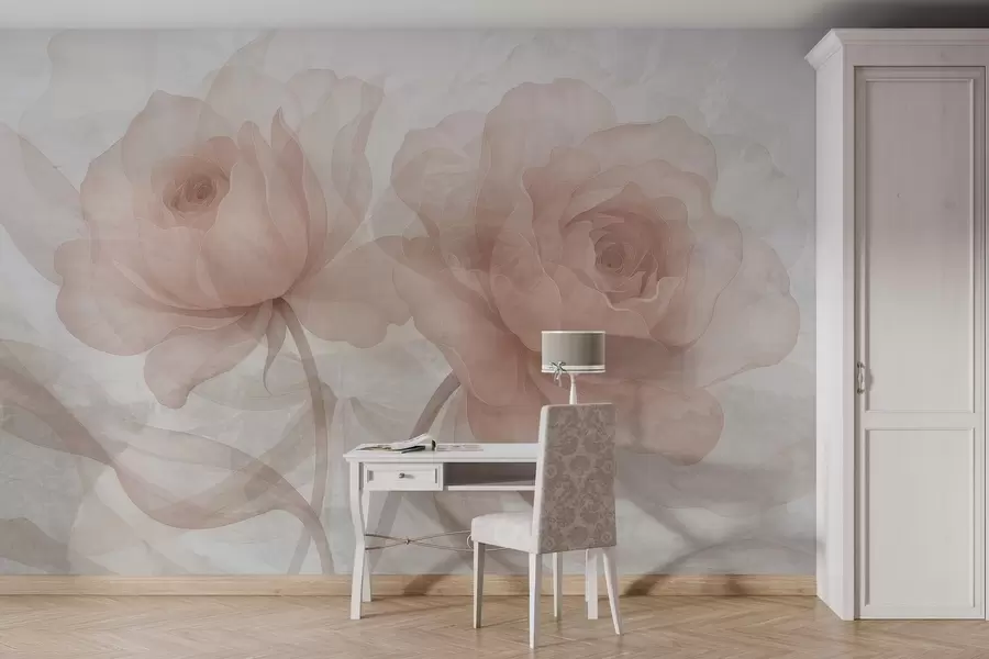 Fotobehang Rozen door beton w04570