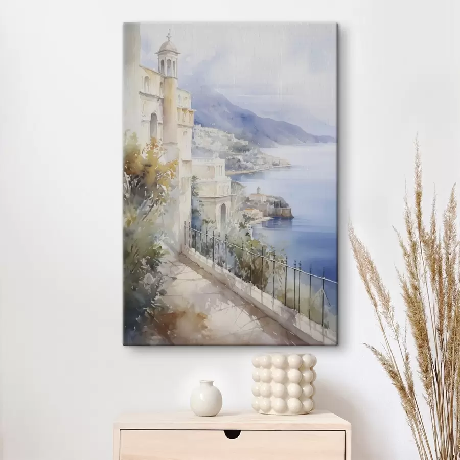  Peintures Baie près de la ville imitation aquarelle s45979