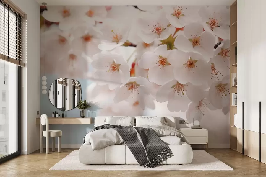 Fotobehang Delicate kersenbloesems in een artistieke stijl w04160