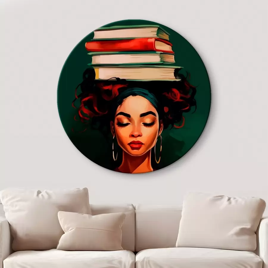 Peintures Femme avec des livres sur la tête r45952