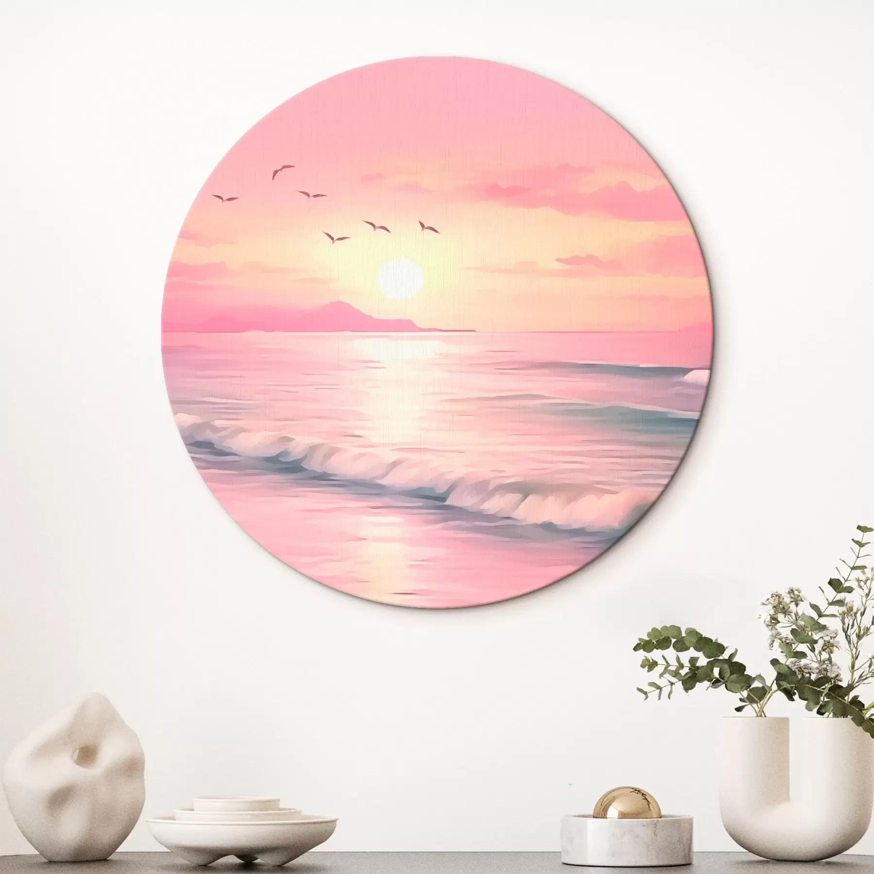  Schilderijen Roze zonsondergang boven de zee r45955