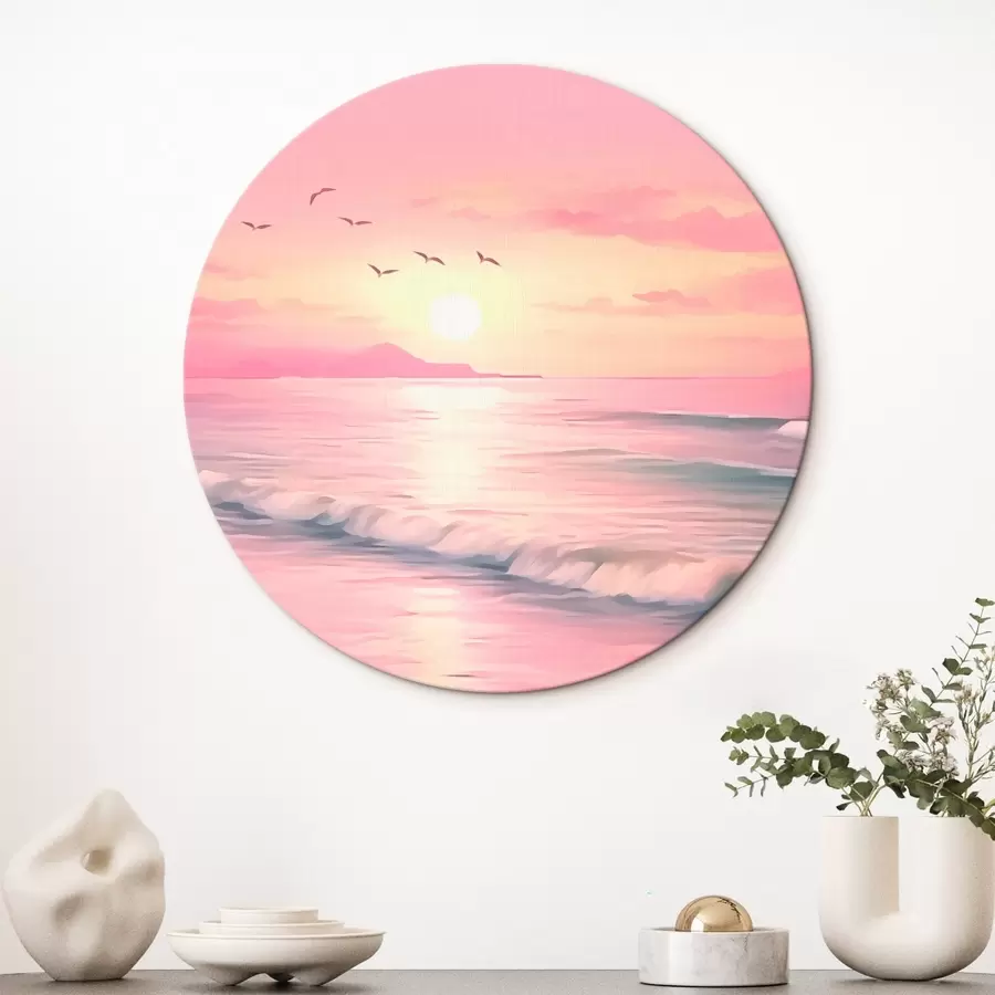  Schilderijen Roze zonsondergang boven de zee r45955