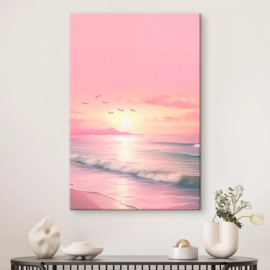  Schilderijen Roze zonsondergang boven de zee s45955