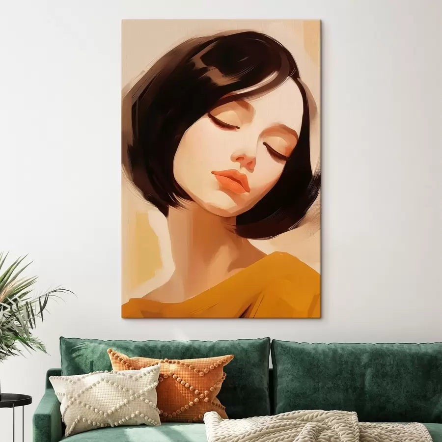  Peintures Femme aux cheveux courts noirs s45960