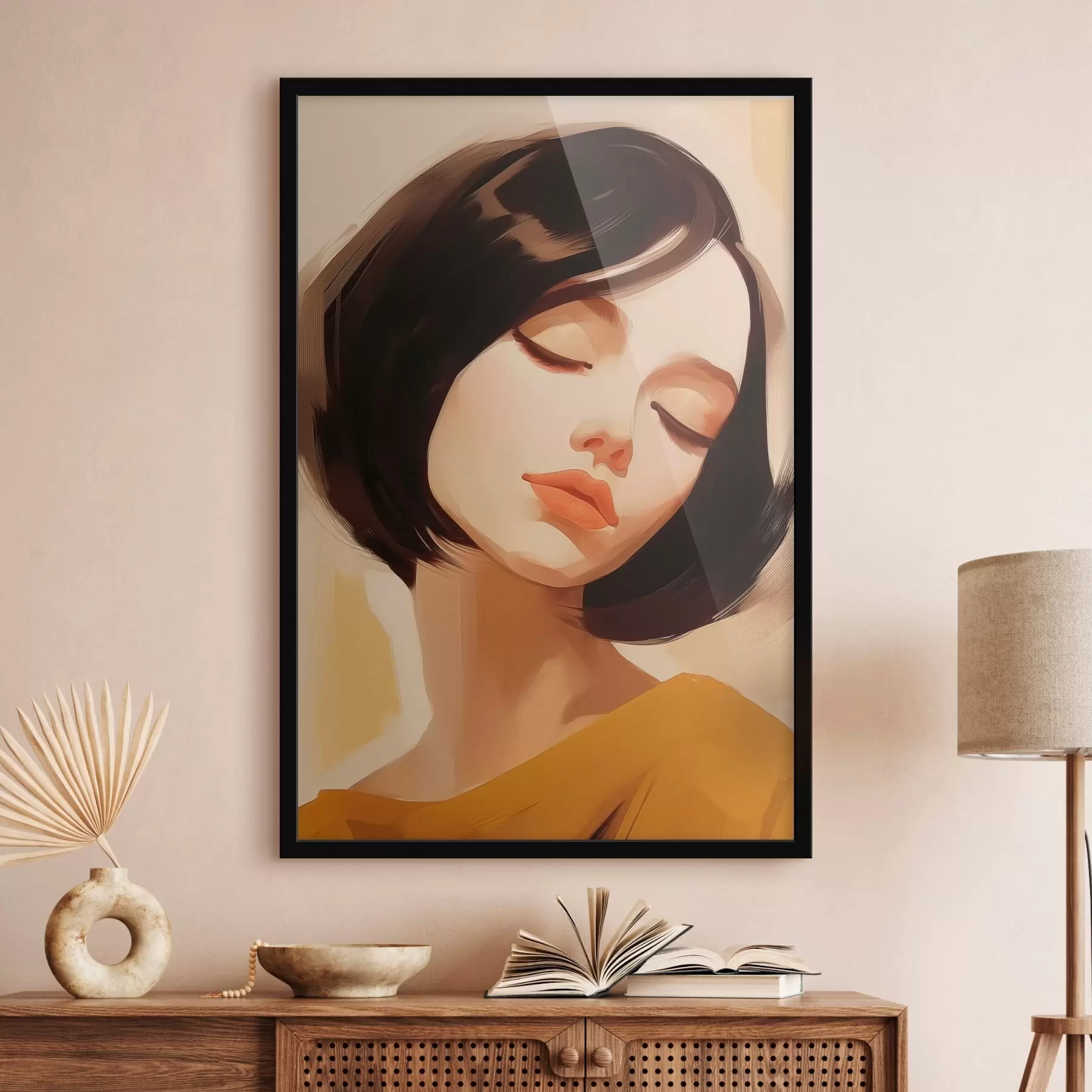 Papier peint photo Femme aux cheveux courts noirs f45960