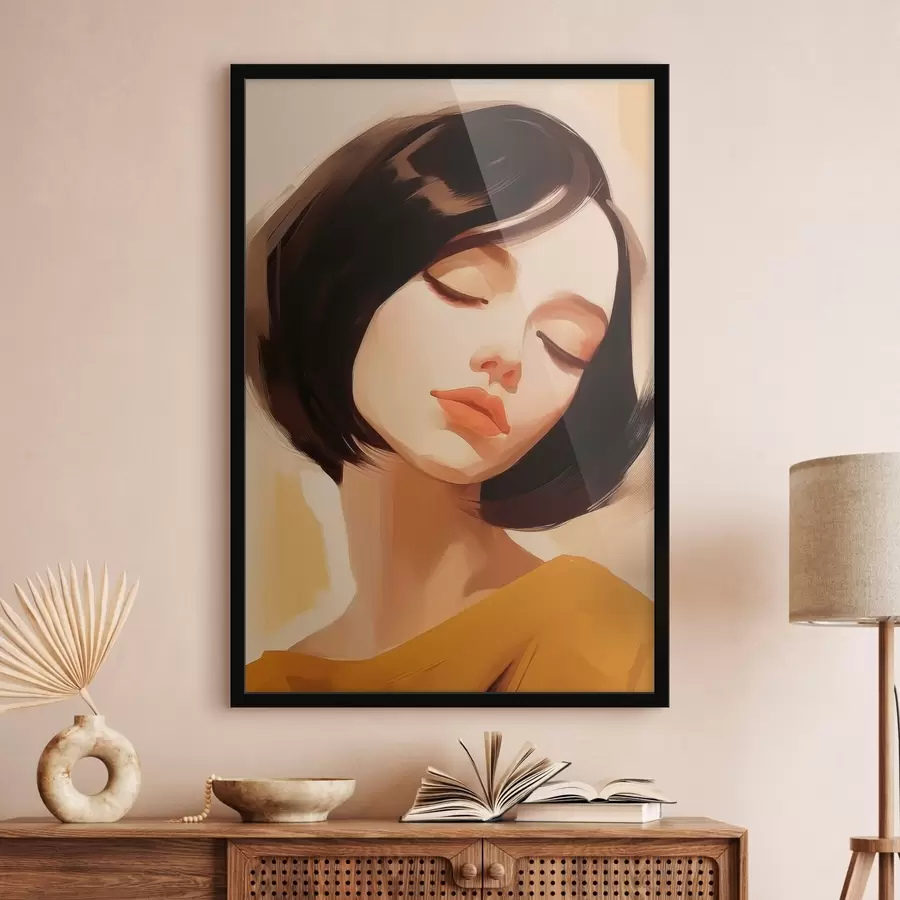 Papier peint photo Femme aux cheveux courts noirs f45960