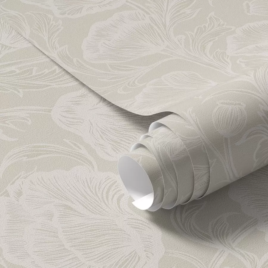 Papier peint photo Pavots dessinés au trait sur fond crème a00572