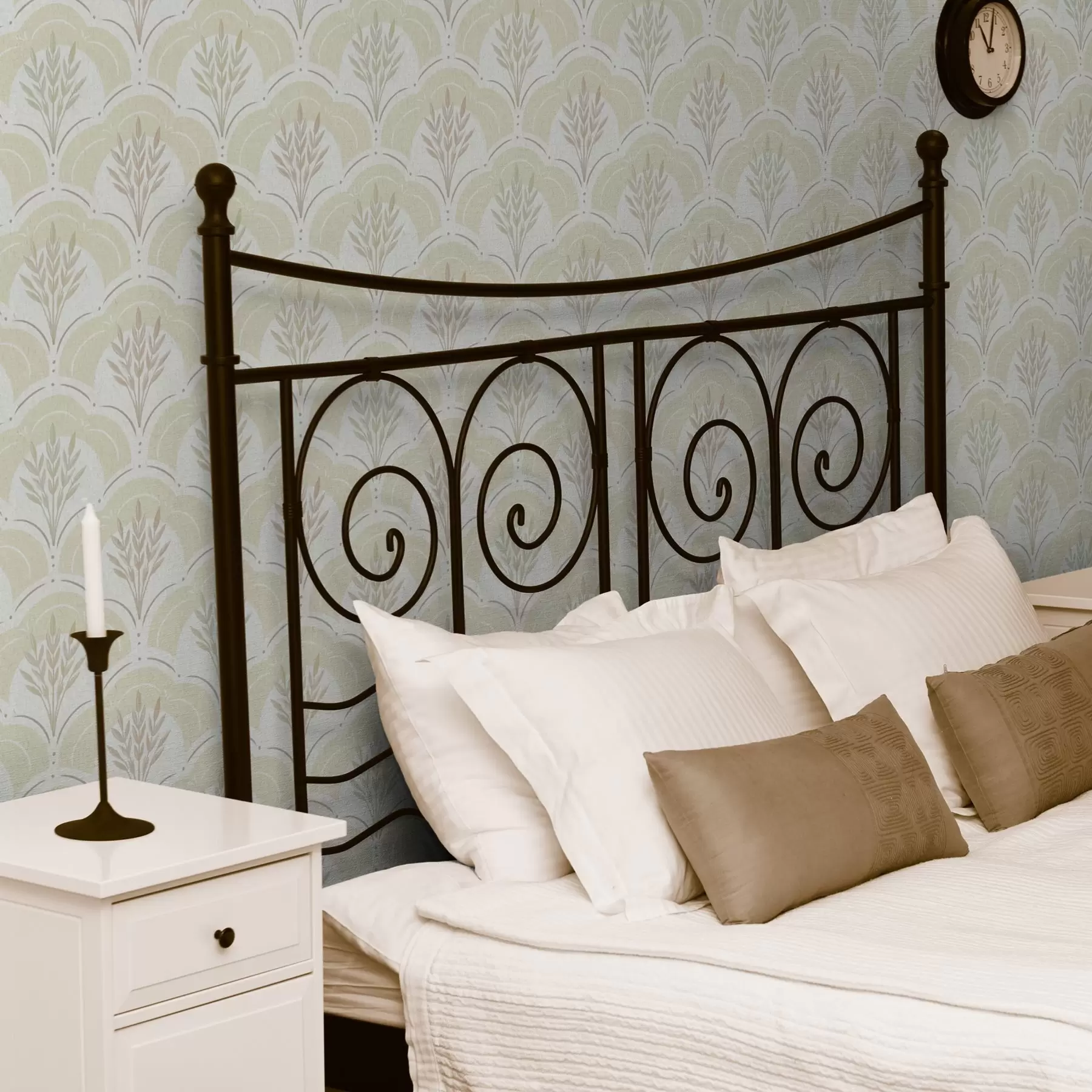 Fotobehang Tarwe binnen bogen, zachte crèmegele aquarelgrond a00607