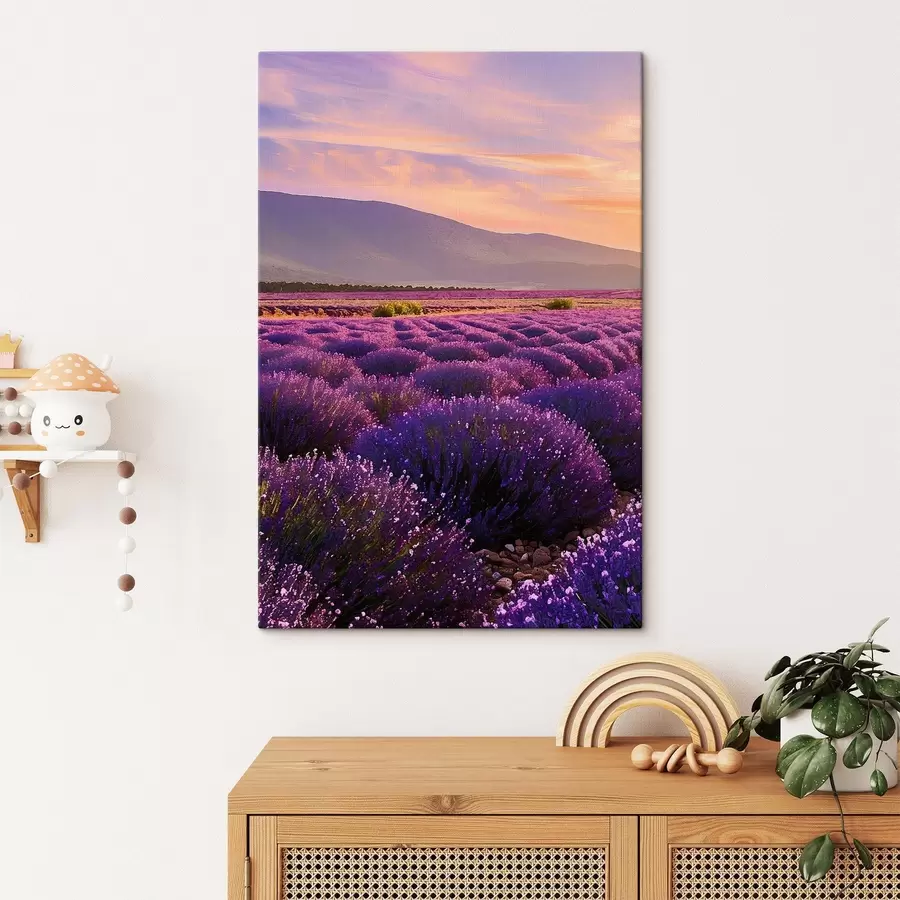  Peintures Champs de lavande avec les montagnes en arrière-plan s45662