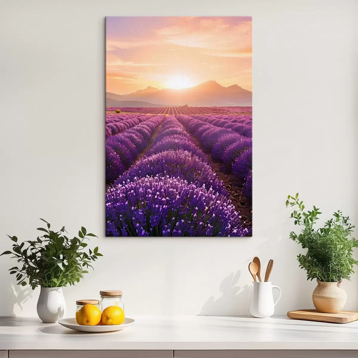  Schilderijen Zonsondergang in een lavendelveld s45663