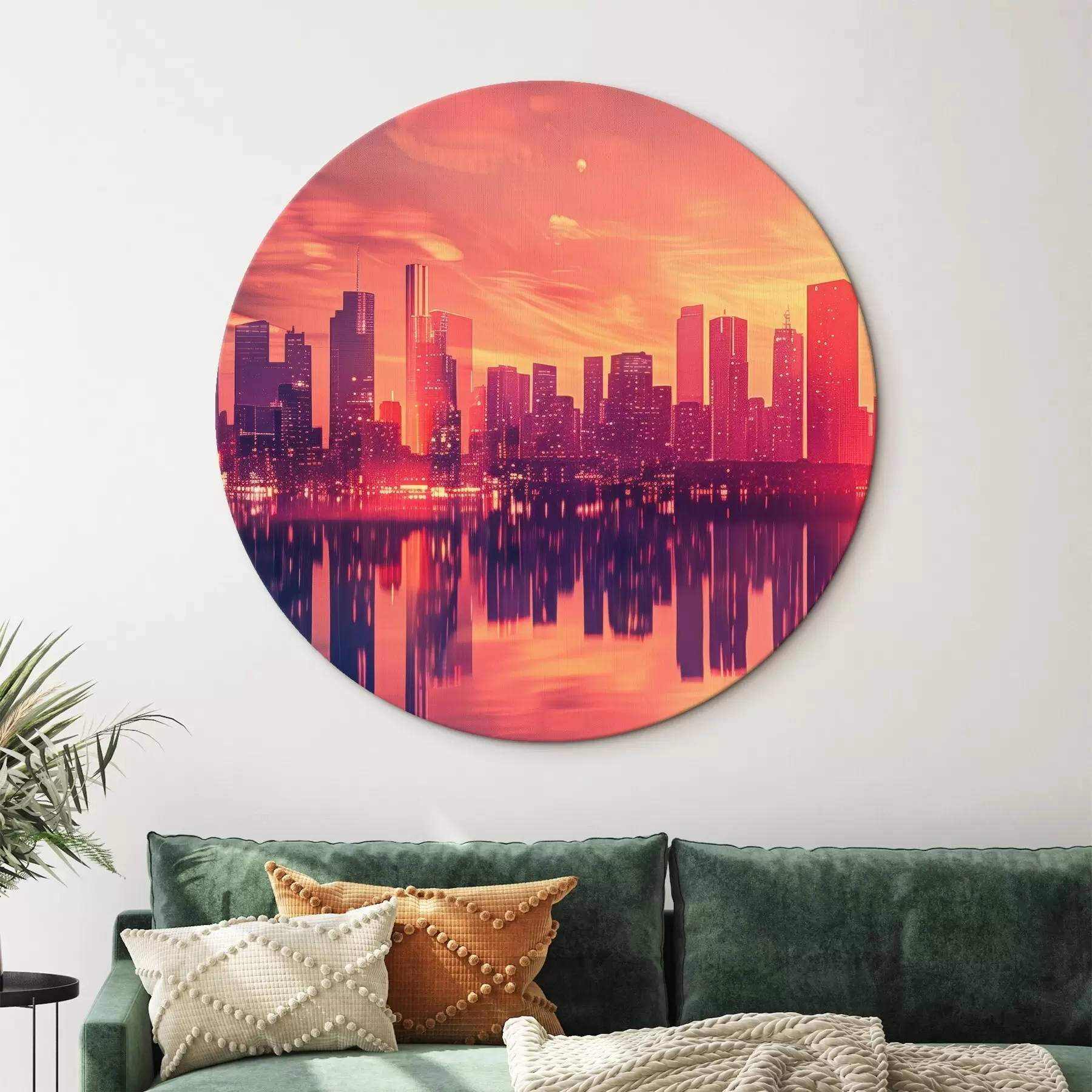  Schilderijen Stad bij zonsondergang r45658