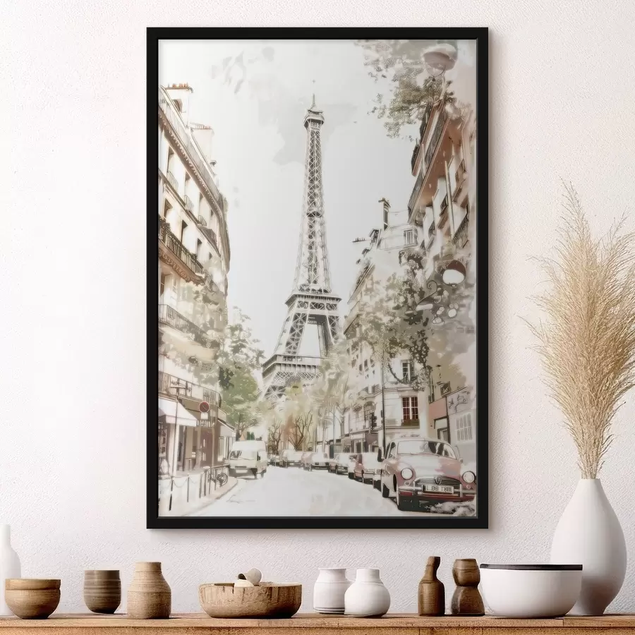 Papier peint photo Image de Paris, imitation de peinture f45668