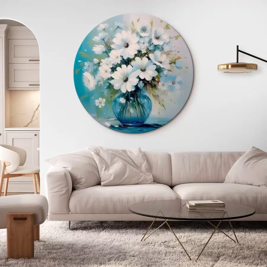  Peintures Bouquet de marguerites dans un vase bleu r45959