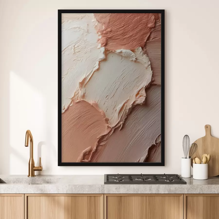 Papier peint photo Couches texturées couleur crème-pêche, riche empâtement f45869