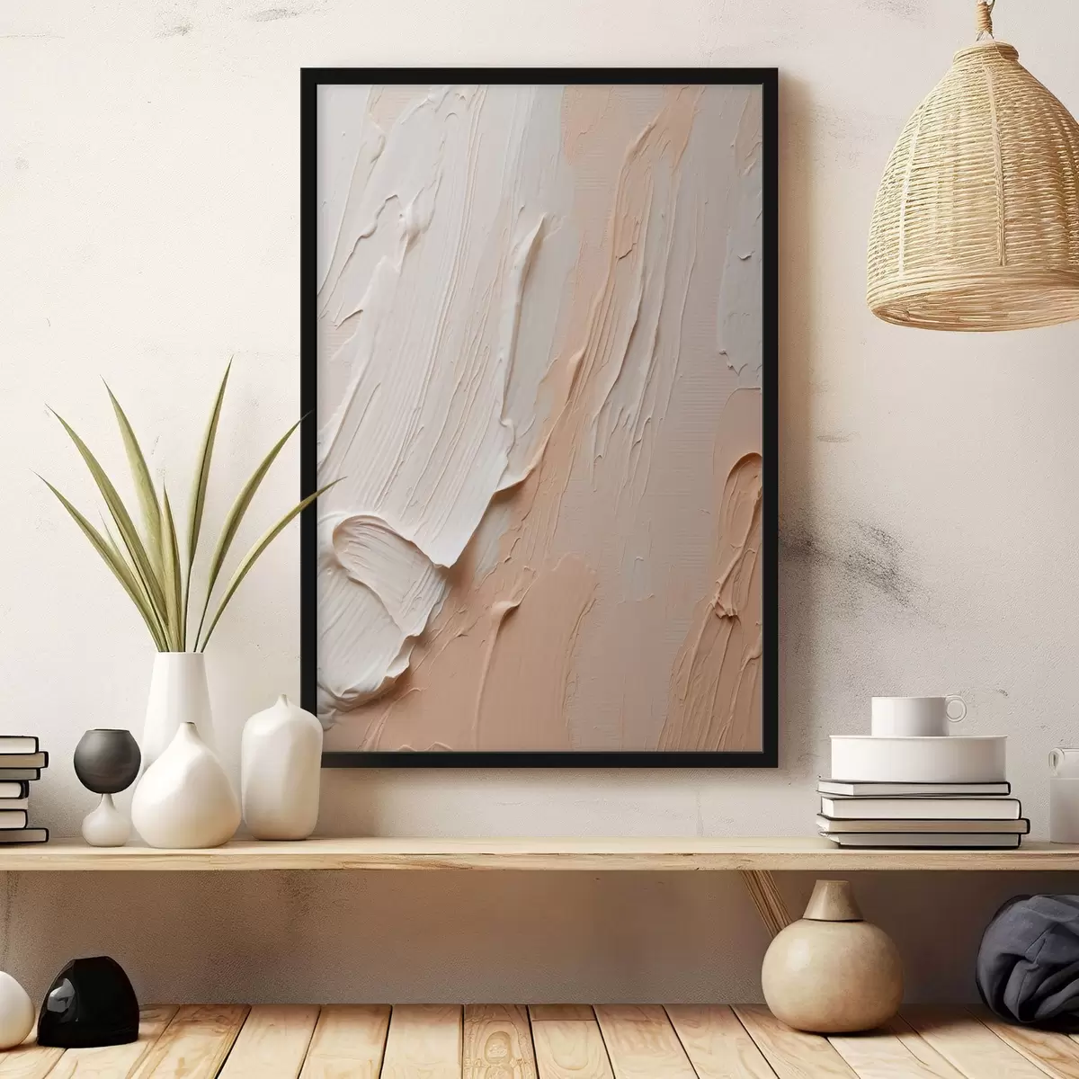 Affiche Coups de pinceau texturés aux tons pastel crème-beige f45871