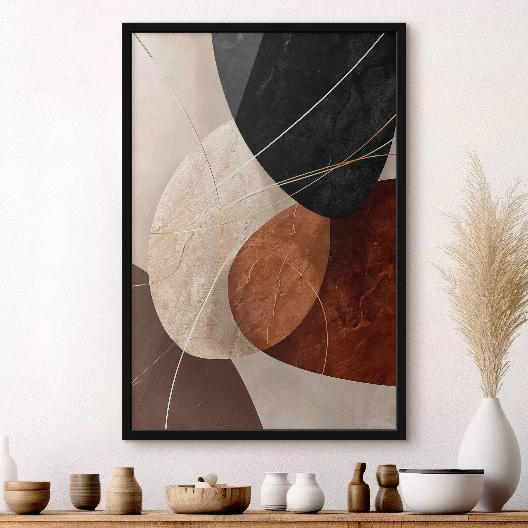 Papier peint photo Ovales géométriques dans une palette beige-caramel f45878