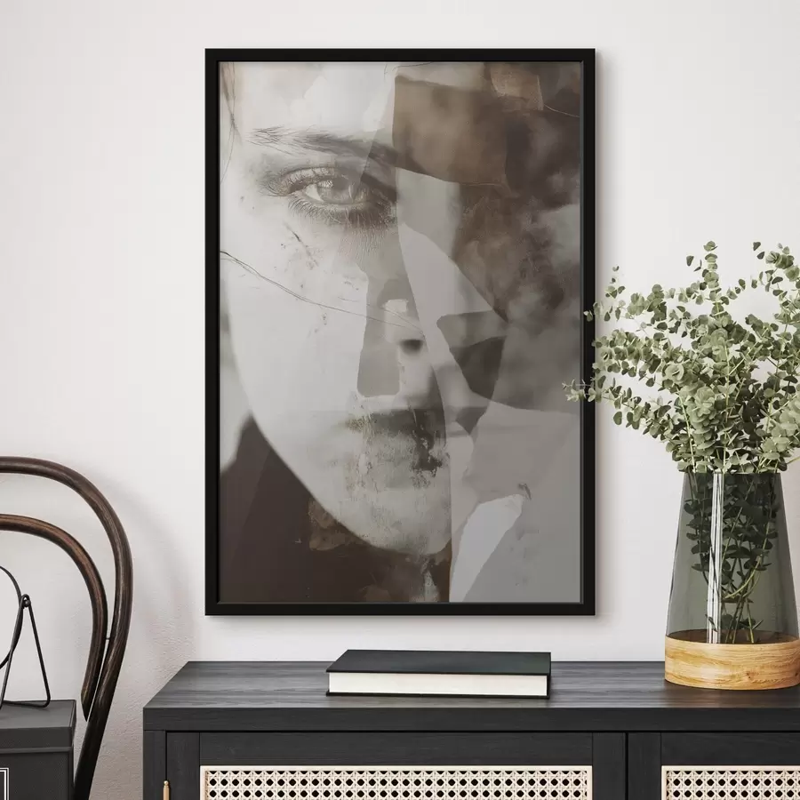 Papier peint photo Portrait abstrait en sépia, textures et taches f45897