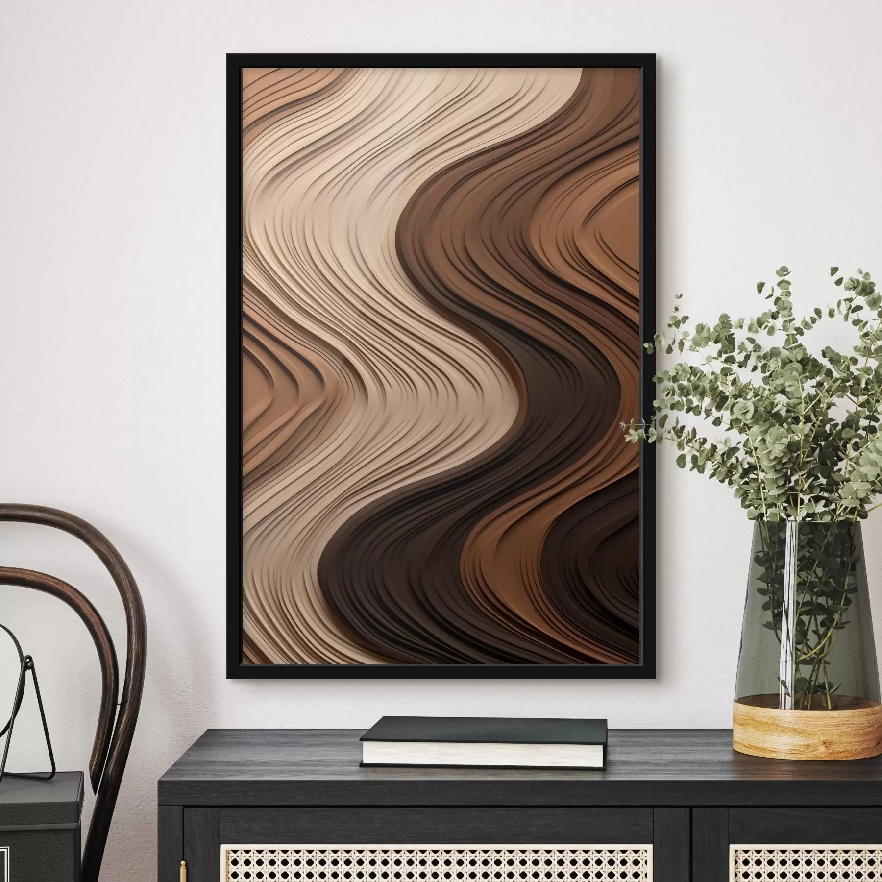 Fotobehang Verticale golven in warme beige-bruine lagen f45905