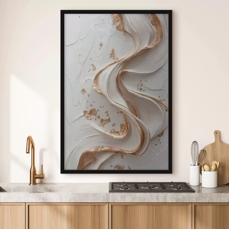 Fotobehang Wit-gele gestructureerde streken met metallic accenten f45906