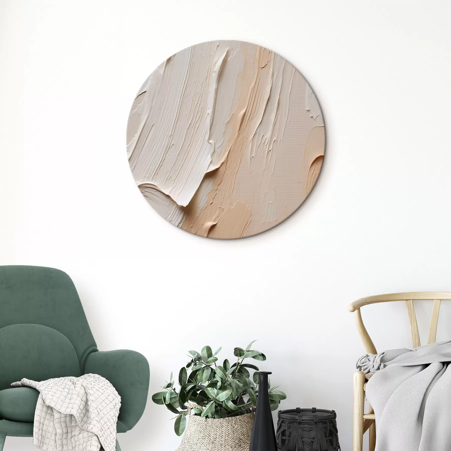  Schilderijen Getextureerde pastelstreken in beige-crèmekleurige tinten r45871