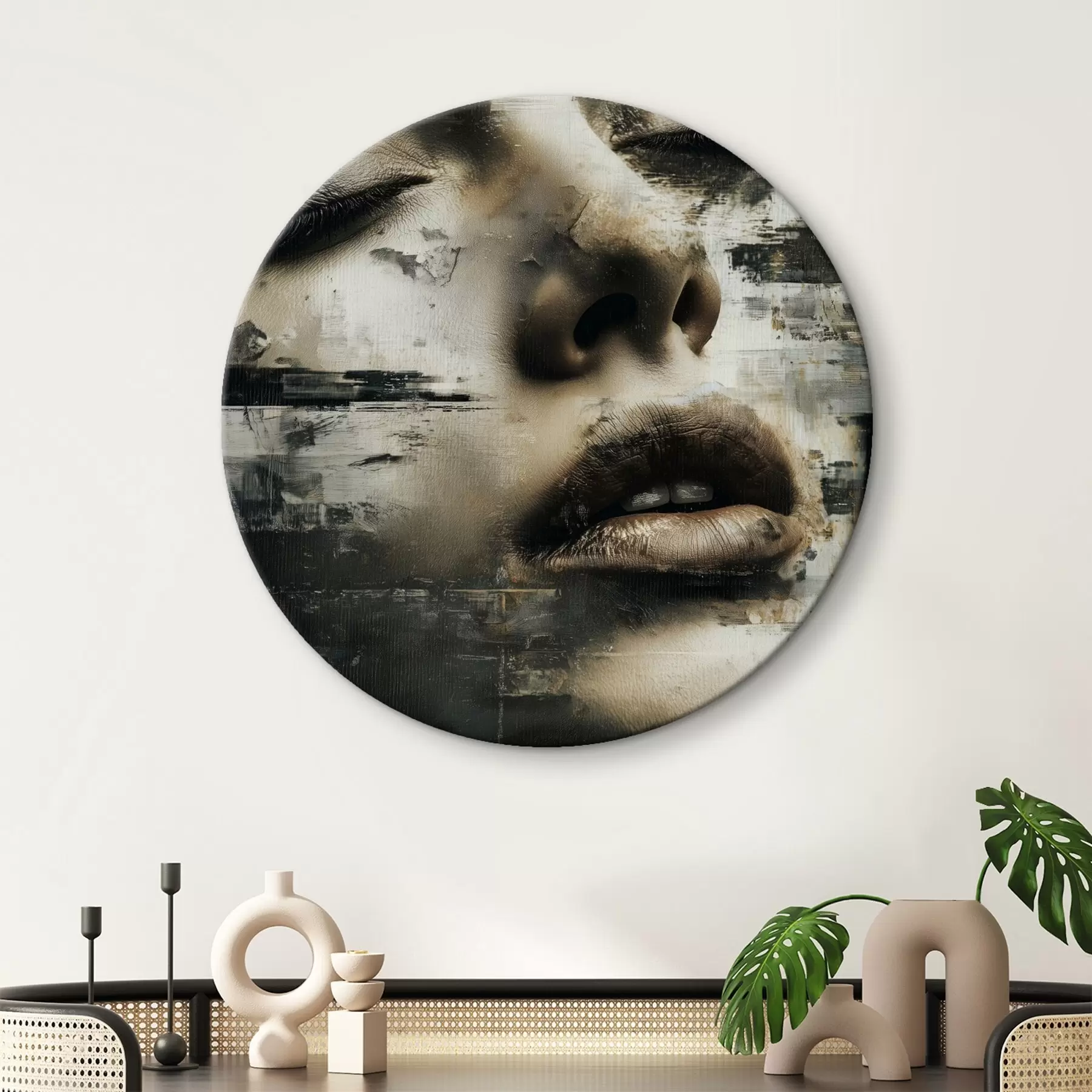  Peintures Portrait féminin abstrait avec effet glitch et textures r45873