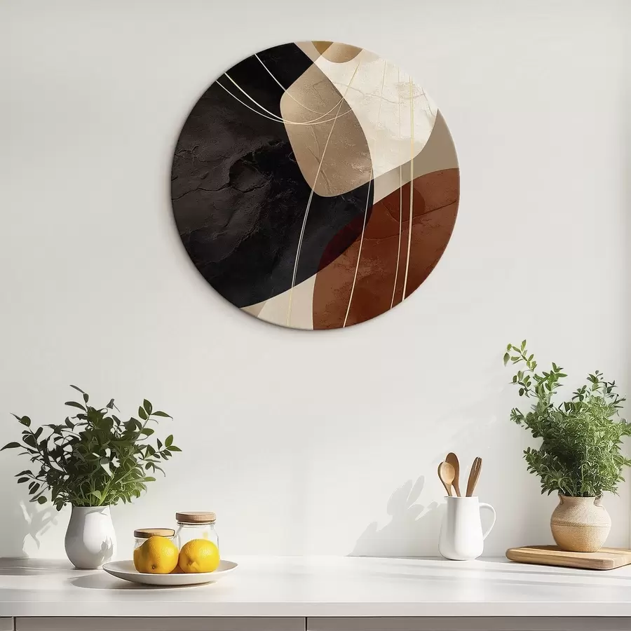  Schilderijen Geometrische vormen in een warm kleurenpalet, fijne lijnen r45879